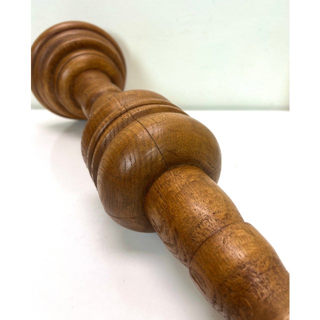 Large Turned Oak Table Lamp, 1960s For Sale - Image 13 of 18