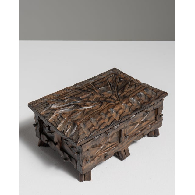 Early 20th Century Dark Brown Spanish Hand-Carved Wood Box For Sale - Image 15 of 15