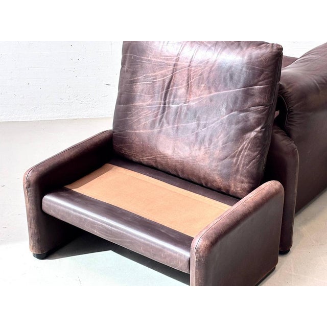 Set of Maralunga Armchair and Ottoman in Leather by Vico Magistretti for Cassina, Italy, 1970s For Sale - Image 17 of 18