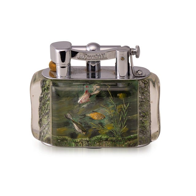 Antique Tropical Aquarium Table Lighter from Dunhill, 1950 For Sale - Image 3 of 15