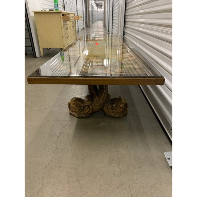 Mid-Century Modern Mid Century Dolphin Koi Fish Reverse Painted Glass Coffee Table For Sale - Image 3 of 12