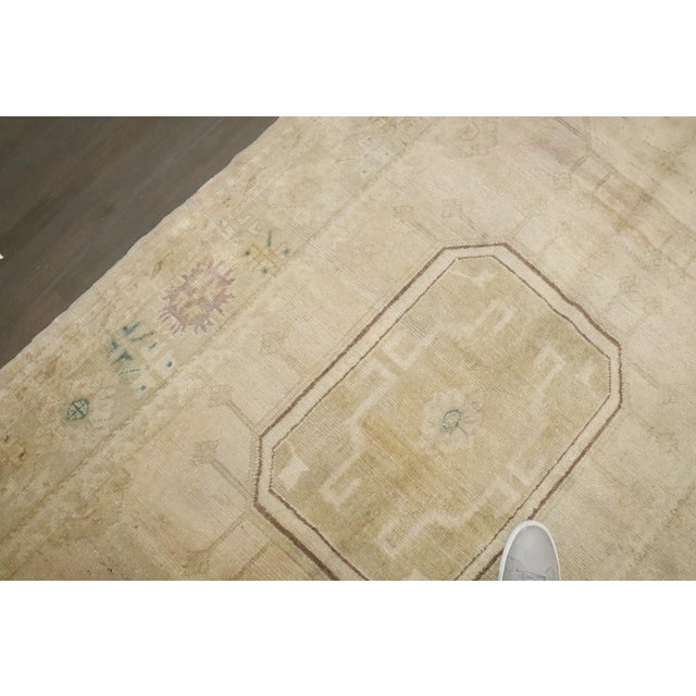 Vintage Zabihi Collection Pale Turkish Oushak Wide Runner - 4'8" x 12'4" For Sale - Image 9 of 12