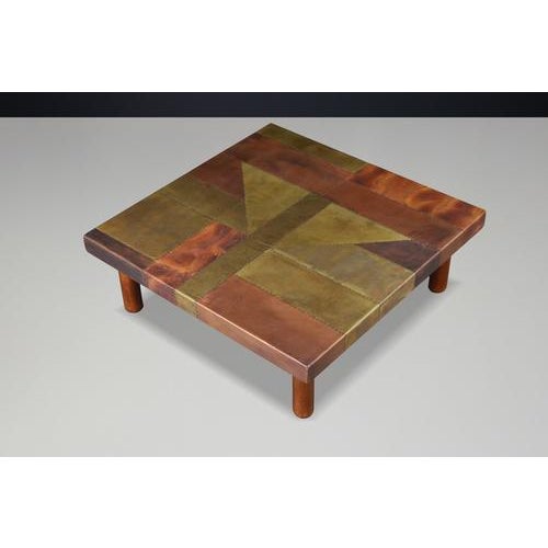 Copper Patchwork Coffee Table by Lorenzo Burchiellaro, Italy, 1960s For Sale - Image 12 of 18