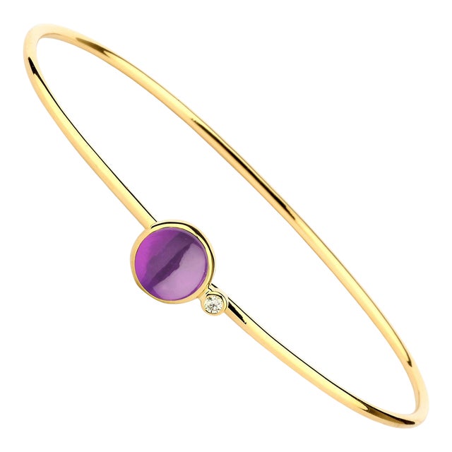 Syna Yellow Gold Amethyst Diamond Bracelet For Sale