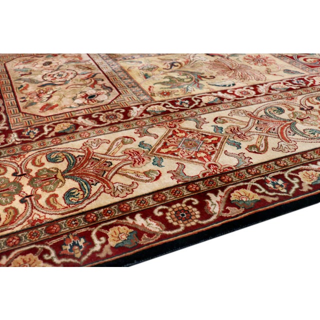 Indian Pasargad Home Agra Lamb's Wool Area Rug, 9' 2" X 12' 2", Navy For Sale - Image 3 of 7