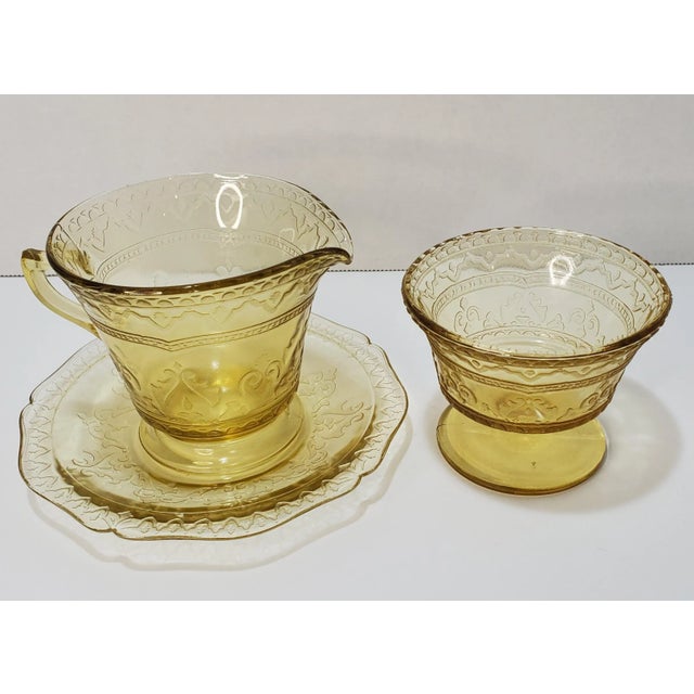 1930s 1930s Federal Glass Patrician Amber 3 Piece Creamer Set For Sale - Image 5 of 6