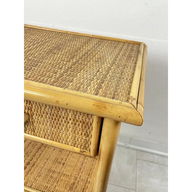 Vintage Italian Bedside Tables in Rattan and Bamboo, 1970s, Set of 2 For Sale - Image 9 of 11