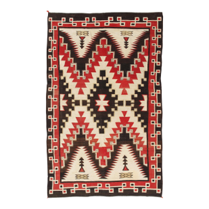 Antique Navajo Carpet, Folk Rug, Handmade Wool, Beige, Gray, Soft Coral