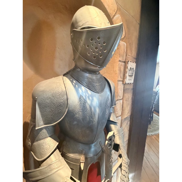 Metal 15th Century Renaissance Suit of Armour and Sword (Decorative Replicas For Sale - Image 7 of 8