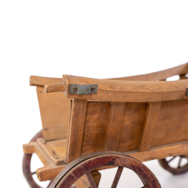 Folk Art Antique Model/Toy Wooden Horse-Drawn Hay Cart For Sale - Image 3 of 6
