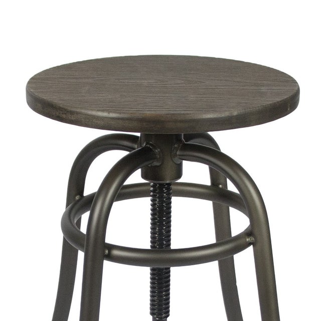 Industrial Style Counter Bamboo Top Bar Stool | Chairish