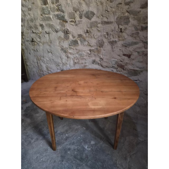 Brown Antique French Rustic Cherrywood Drop-Leaf Table, 1900s For Sale - Image 8 of 17