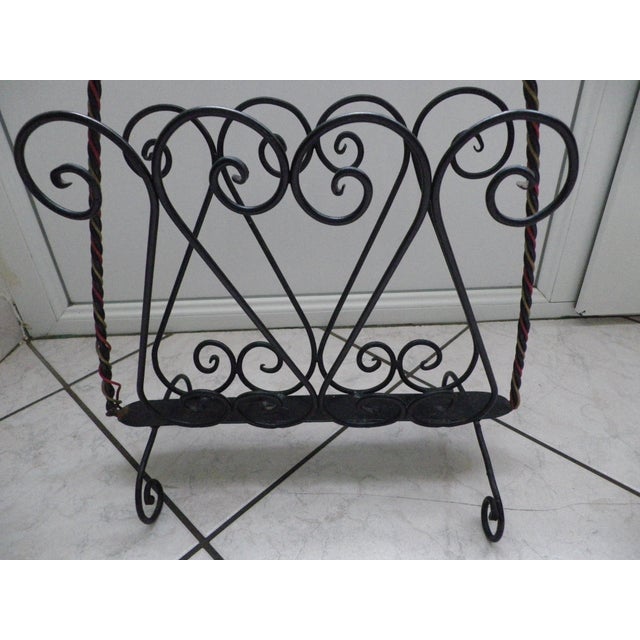 Magazine Racks in Wrought Iron, Wicker and Twisted Wire, France, 1960s-1970s, Set of 2 For Sale - Image 12 of 18