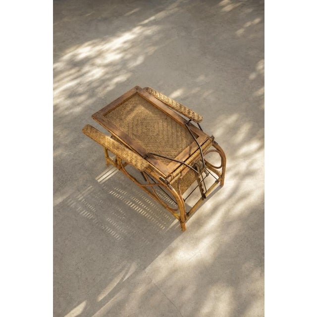 Vintage German Rattan Lounge Chair with Extendable Ottoman, 1930s For Sale - Image 9 of 18