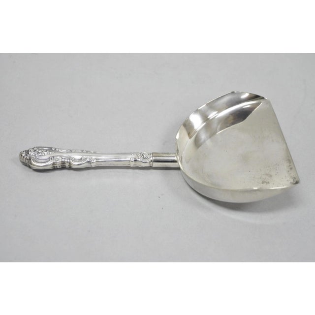 Vintage English Victorian Silver Plated Rose Flower Table Butler Crumb Catcher For Sale - Image 4 of 9