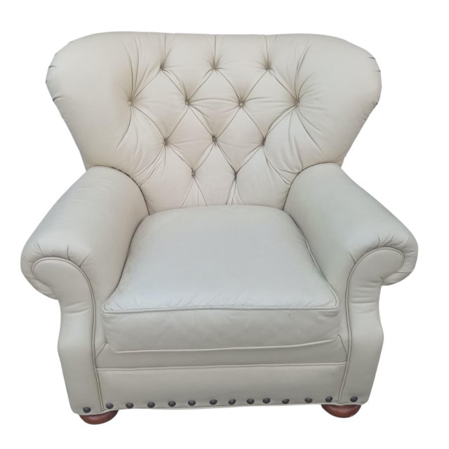Timeless American Style and Benchmade Craftsmanship of a Writer's Club Chair and Ottoman. For Sale - Image 9 of 12