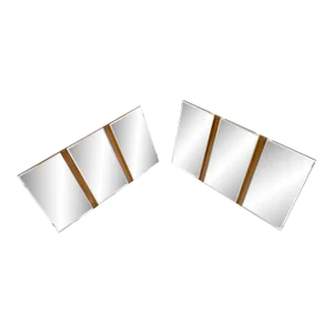 Pair of Mid Century Modern Tripple Beveled Mirrors w/ Walnut Accents