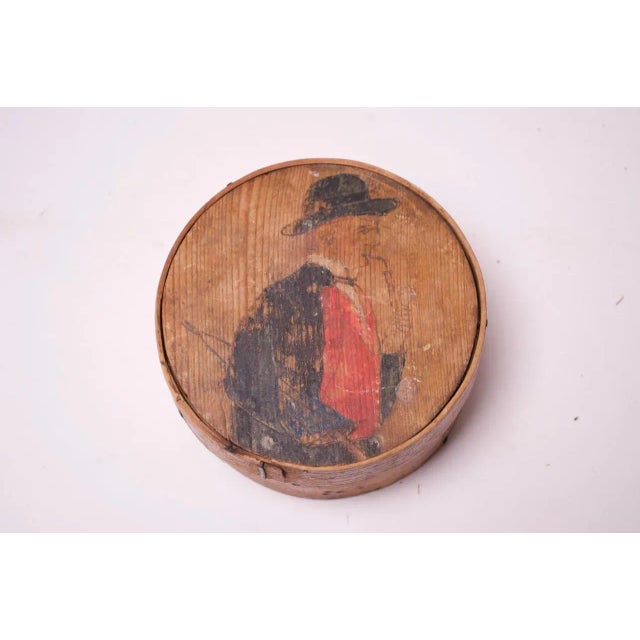 English Antique English Snuff Box / Pipe Tobacco Case With Hand-Painted Decoration For Sale - Image 3 of 10