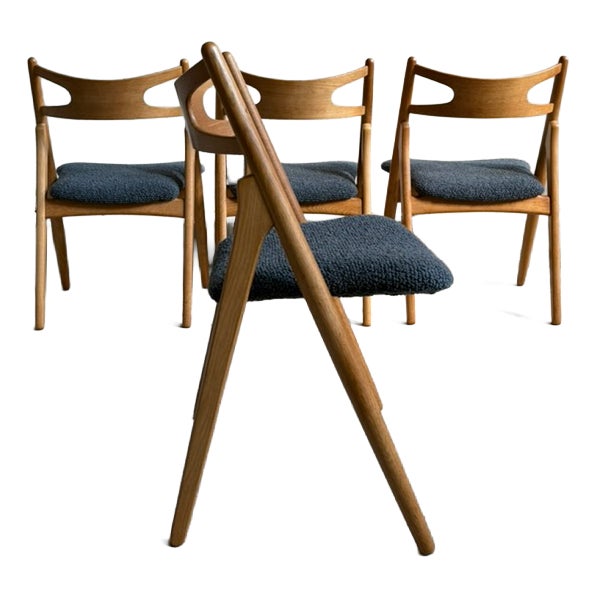 CH29 Sawbuck Dining Chairs by Hans J. Wegner for Carl Hansen & Son, Denmark, 1950s, Set of 4 For Sale
