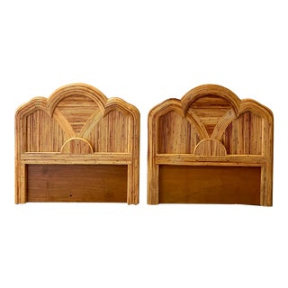 Vintage Coastal Pencil Reed Twin Headboards - a Pair For Sale
