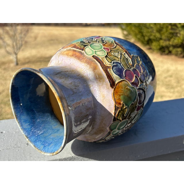 Royal Doulton England - Late 19th C. Floral Relief Stoneware 10" Vase For Sale - Image 9 of 11