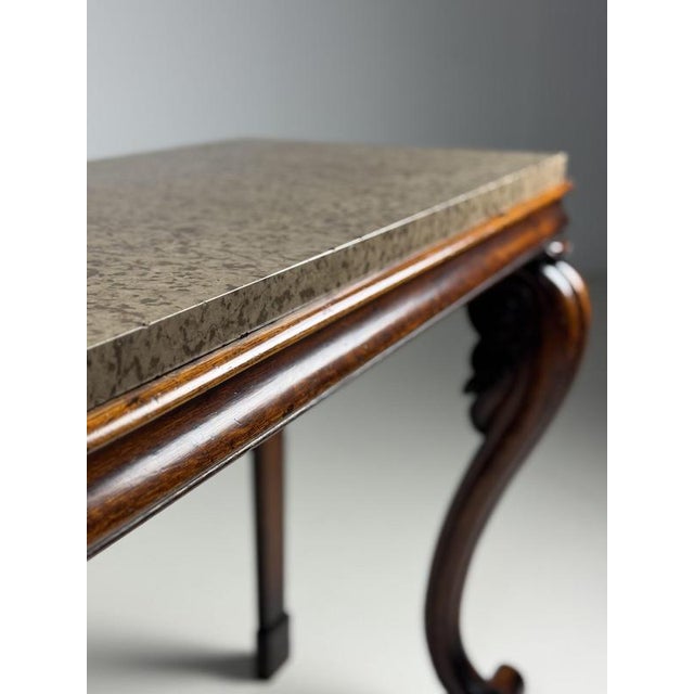 Brown English Console Table with Marble For Sale - Image 8 of 18