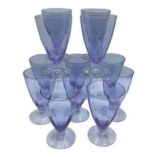 Art Deco Optic Wisteria Footed Tumbler by Fostoria Glassware-Set of 12 For Sale