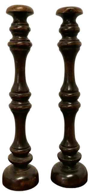 Tall French Turned Wooden Wig Stands, 1880s, Set of 2