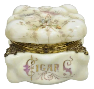 Late 19th Century Antique Victorian C.F. Monroe Wavecrest Art Nouveau Cigars Humidor Glass Jar Box