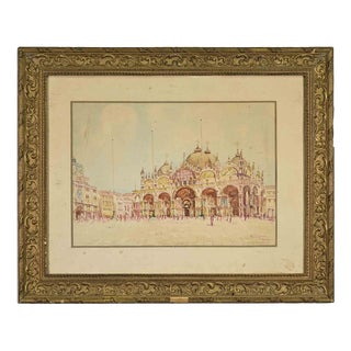 Mariano Fortuny, Nazzareno Cipriani, View of Piazza S. Marco, Late 19th Century, Watercolor For Sale