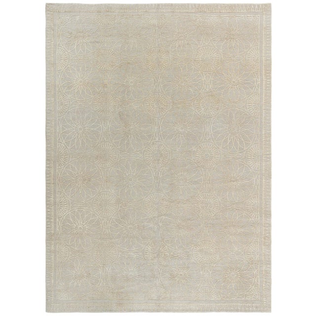 Contemporary Flower Garden Silk Rug by Suzanne Lovell for Doris Leslie Blau For Sale