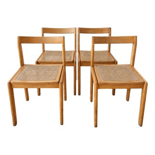 Vintage Chairs in Cane and Wood, 1970, Set of 4 For Sale
