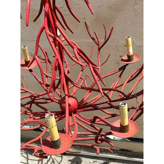 Vintage Coastal Coral Branch Chandelier For Sale - Image 4 of 12