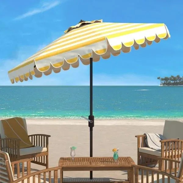 Whether you’re swaying to a beachside samba in Brazil or sipping a mojito by the pool, this nine-foot crank umbrella is an...