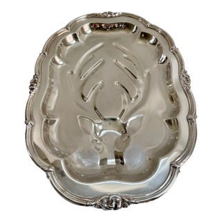 Vintage Silver Plated Deer or Stag Meat Tree Platter For Sale