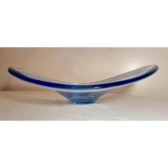Holmegaard 1980s Huge Per Lutken for Holmegaard Denmark Modern Blue Glass Centerpiece Fruit Bowl For Sale - Image 4 of 10
