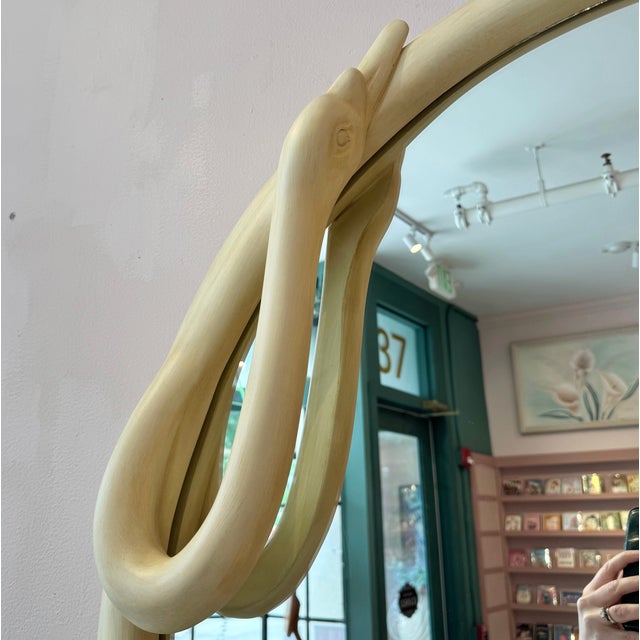 1980s Vintage Circular Cream Swan Mirror For Sale - Image 5 of 8