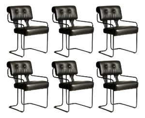 Black Leather Tucroma Chairs by Guido Faleschini for Mariani, Brand New - Set of 6