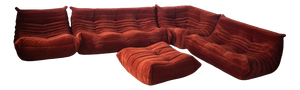 Amber Corduroy Togo Living Room Set by Michel Ducaroy for Ligne Roset, Set of 5