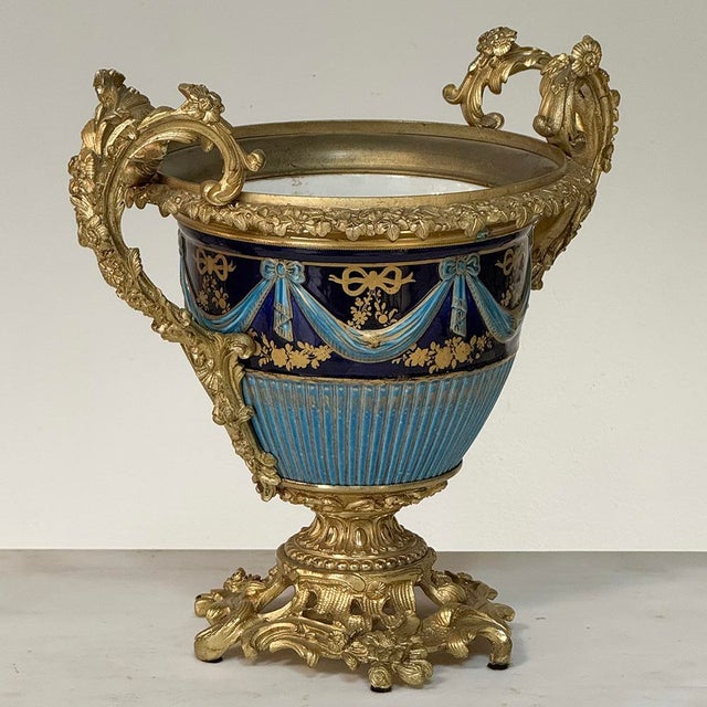 19th Century French Porcelain Vase in the Sèvres Style With Gilt Bronze Mounts For Sale - Image 4 of 18