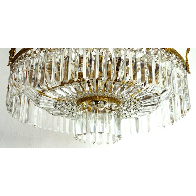 Brass and Lead Crystal Chandelier from Palwa, 1960s For Sale - Image 4 of 14