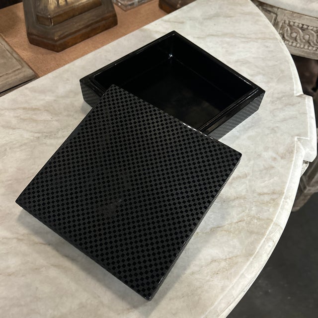Black Checkered Lacquer Box For Sale In Atlanta - Image 6 of 11