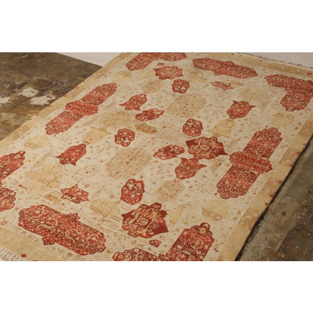 Traditional 2010s Rug & Kilim’s Classic Agra Style Rug in Beige-Brown and Red Floral Cartouches For Sale - Image 3 of 6