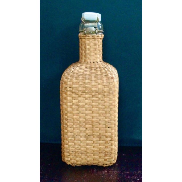 Early 20th Century Antique Rattan-Wrapped Travel Drinks Decanter, 1900 For Sale - Image 5 of 10