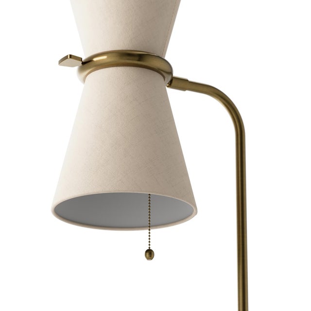 Metal Regina Andrew Gable Floor Lamp, Antique Natural Brass with Oyster Shade For Sale - Image 7 of 9