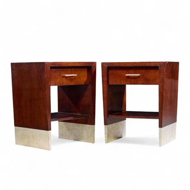 Jacques Garcia for Baker Furniture Mahogany Nightstands - Pair Each nightstand measures: 21.75 wide x 17.75 deep x 27...
