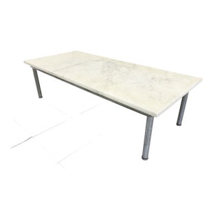 Vintage White Marble Coffee Table, 1960s For Sale