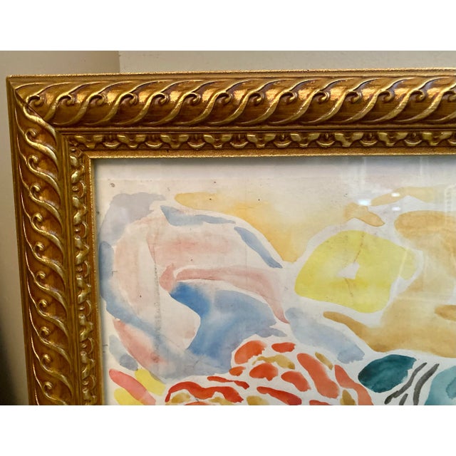 1970s Abstract Portrait Watercolor Painting by Listed American Artist Richard Ballard, Framed For Sale - Image 4 of 7