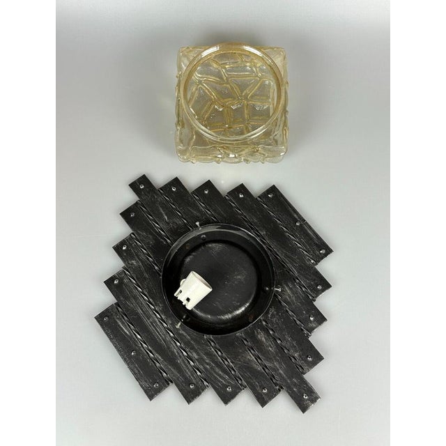 Brutalist Wall Lamp Iron & Glass Wall Lamp, 1970s For Sale - Image 4 of 18