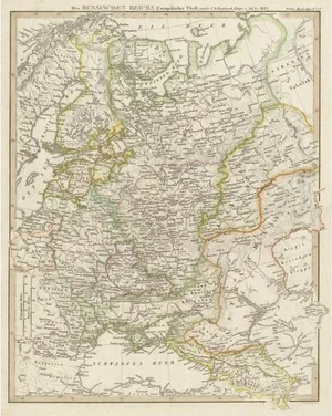 Antique German Map of the Russian Empire in Europe, 1825